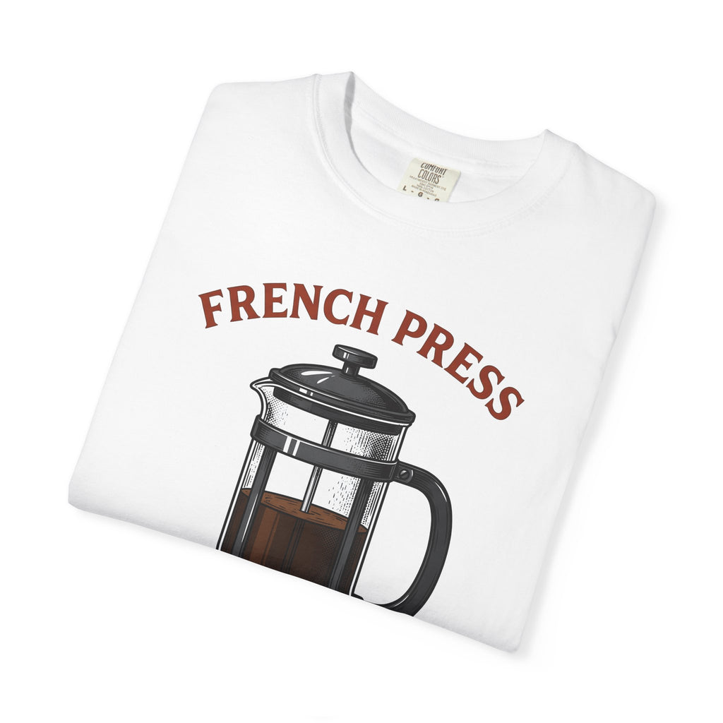 French Press T-Shirt Coffee Cafe Gift Women Sketch T-Shirt Cafetiere T-Shirt Coffee Fan Coffee Art T-Shirt Coffee Shop Graphic Cartoon Coffee T-Shirt