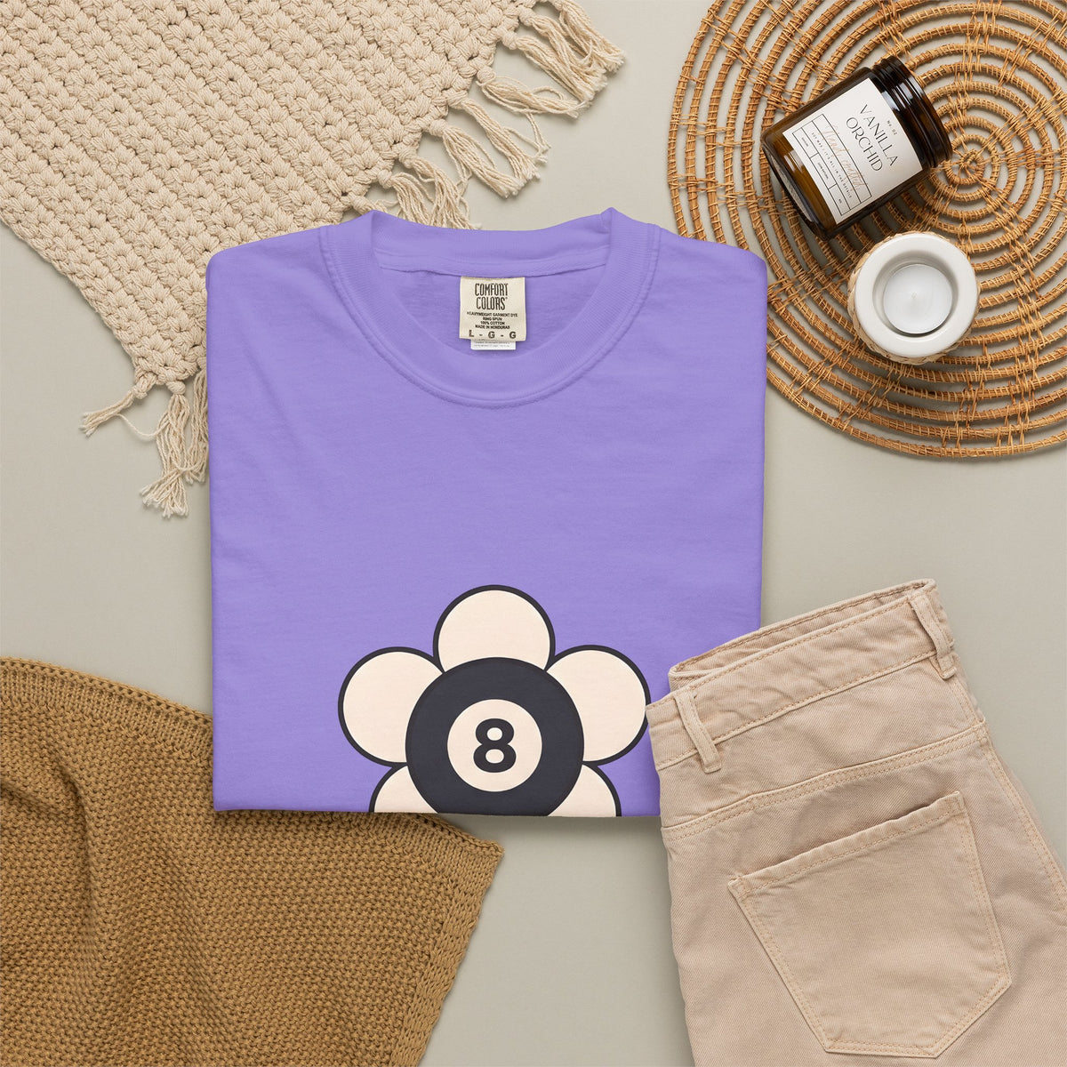 Eight Ball Flower Billiards Plants Gift Modern Magic Flower Pool Fan Artistic Floral Antique T-Shirt