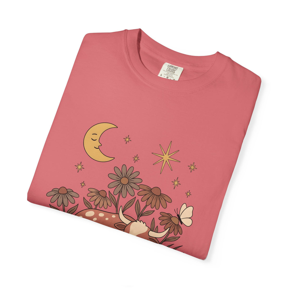 Sleeping Cow T-Shirt Cowgirl Western Gift Women Boho T-Shirt Cow T-Shirt Rancher Fan Hippie T-Shirt Rodeo Graphic Vintage Wildflowers T-Shirt