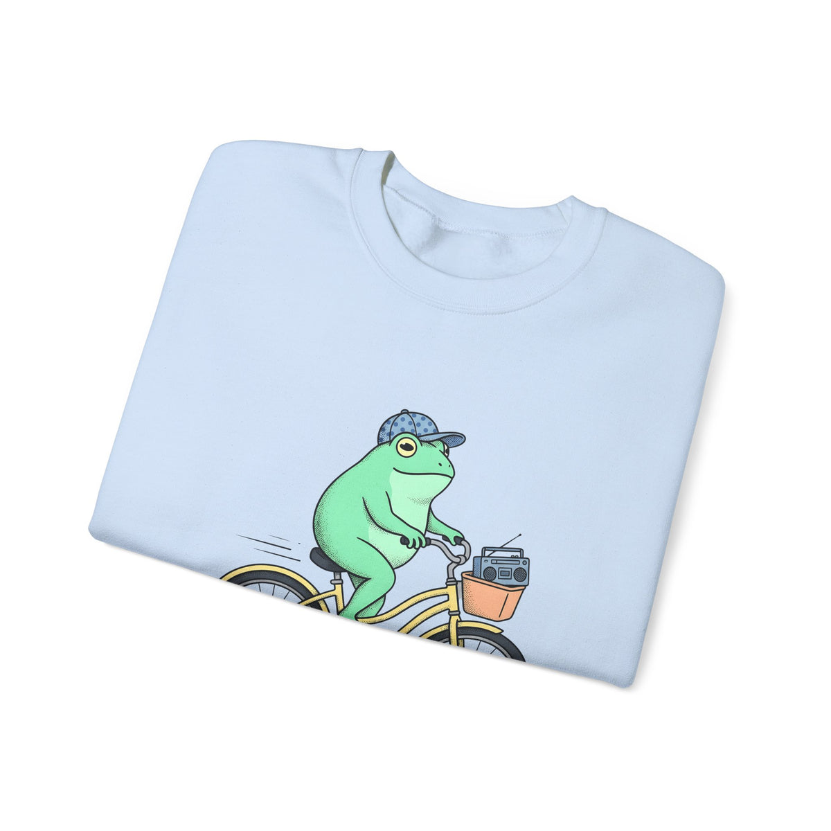 Frog Cycle Sweatshirt Funny Critters Gift Women Graphic Sweatshirt Toad Sweatshirt Humor Fan Cartoon Sweatshirt Creature Graphic Old School Music Player Sweatshirt
