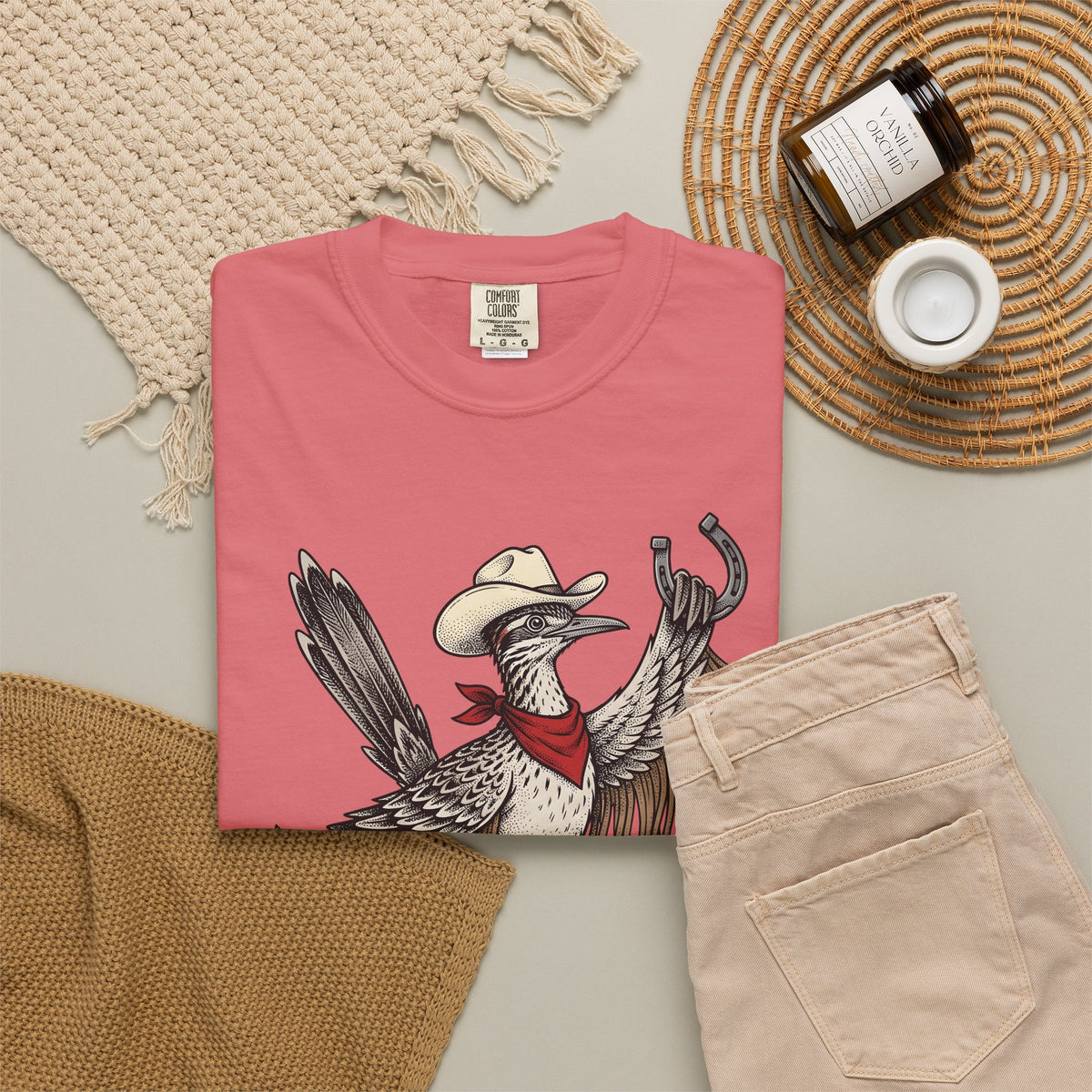 Cowboy Bird T-Shirt Cowgirl Country Gift Women Hand Drawn T-Shirt Rodeo T-Shirt Cowgirl Fan Illustrated T-Shirt Rural Graphic Cartoon Horseshoe