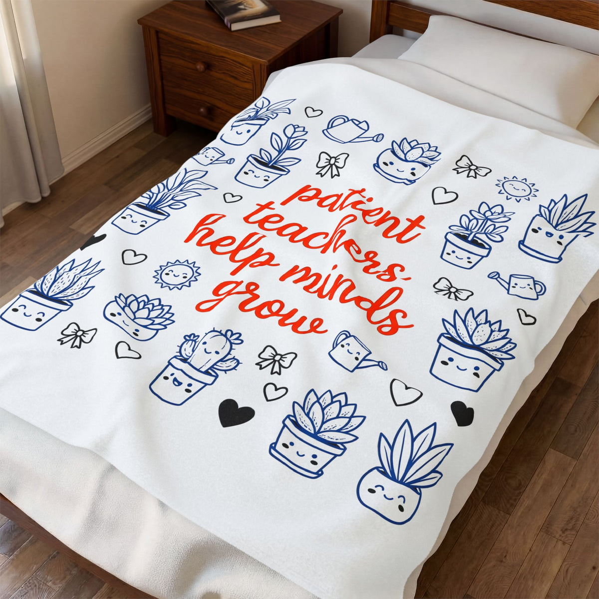 Adorable Succulents Blanket Teacher Thankfulness Gift Women Sketch Blanket Succulent Blanket Educator Enthusiast Drawing Blanket Gratitude Graphic