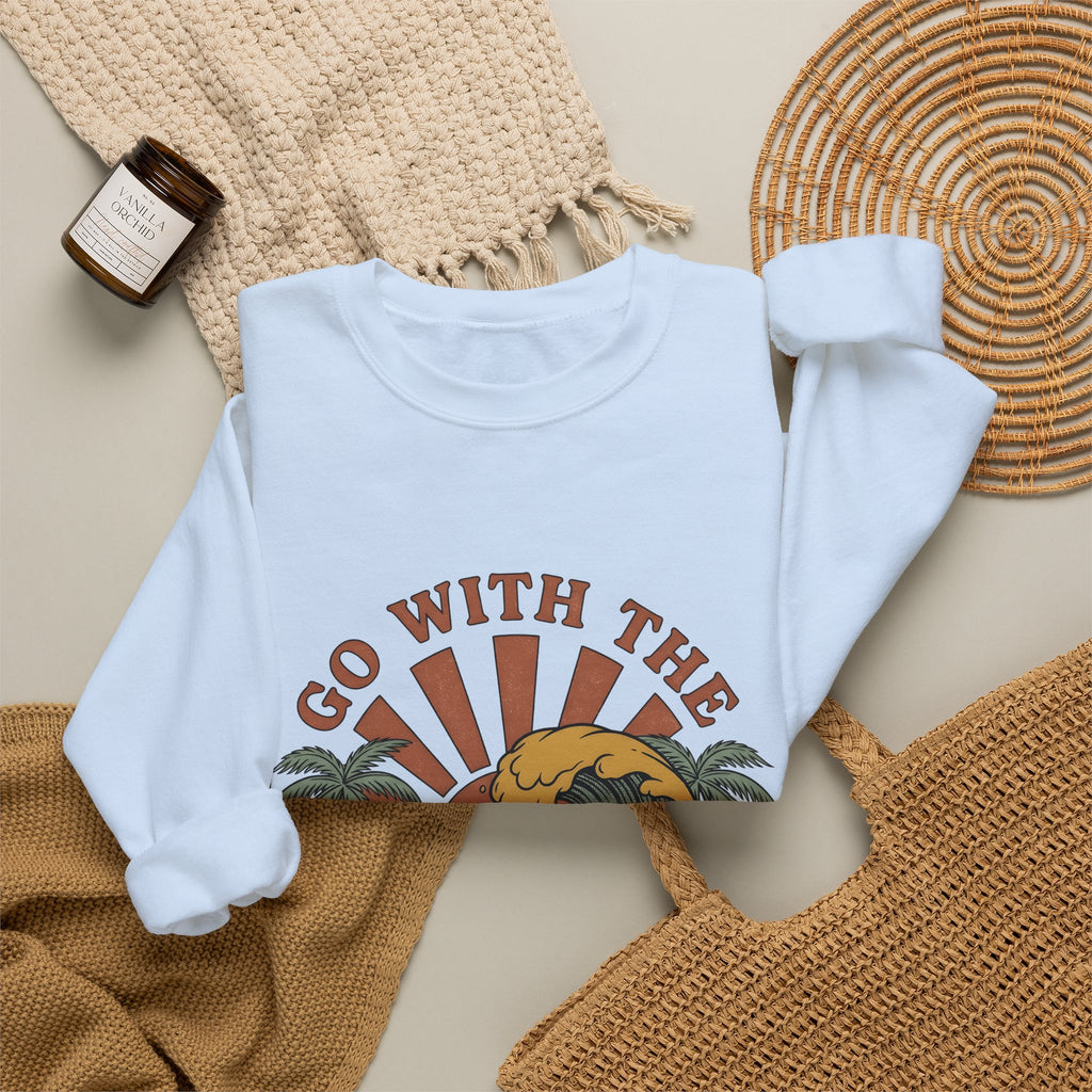 Sea Dusk Sweatshirt Beach Coastal Gift Women Hand Drawn Sweatshirt Sunset Sweatshirt Shore Fan Oceanic Sweatshirt Seaside Graphic Sketch Tropical Trees Sweatshirt