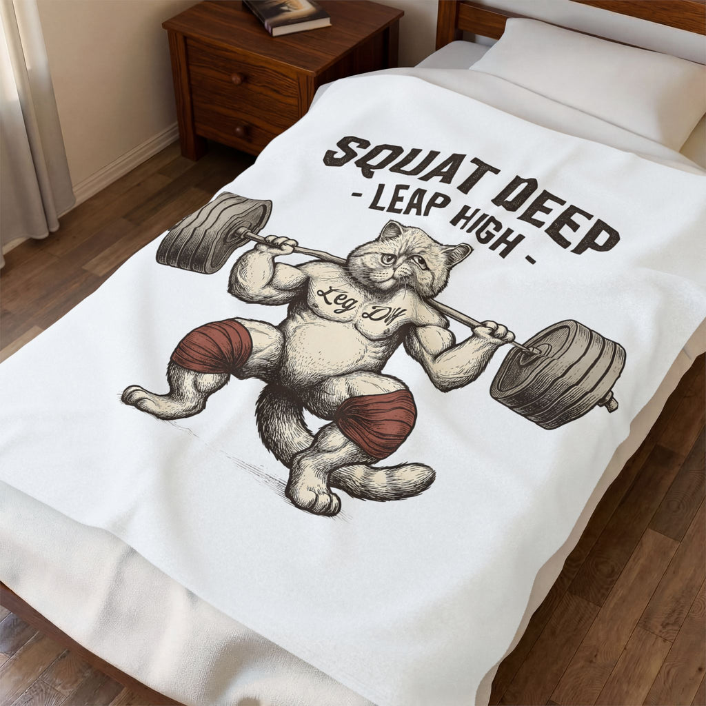 Muscular Cat Blanket Cat Fitness Gift Women Vintage Blanket Kitty Blanket Cat Fan Retro Blanket Workout Graphic Hand Drawn Barbell Blanket