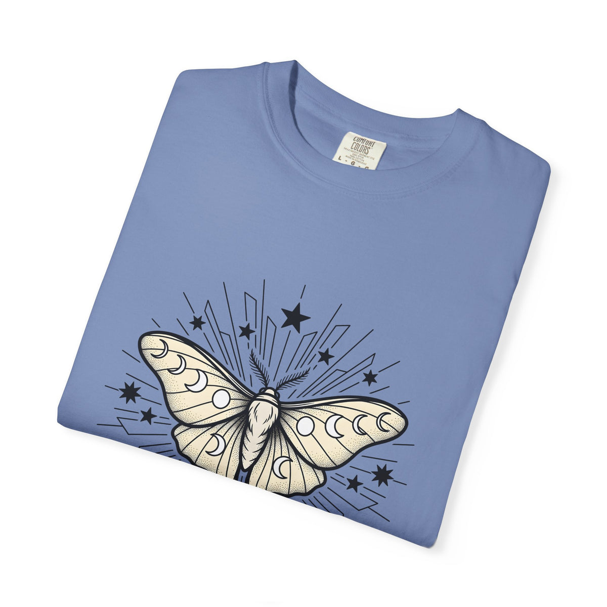 Luna Moth T-Shirt Boho Chic Zodiac Gift Women Outline T-Shirt Actias Luna T-Shirt Hippie Fan Hand Drawn T-Shirt Astrology Graphic Retro Star Shapes
