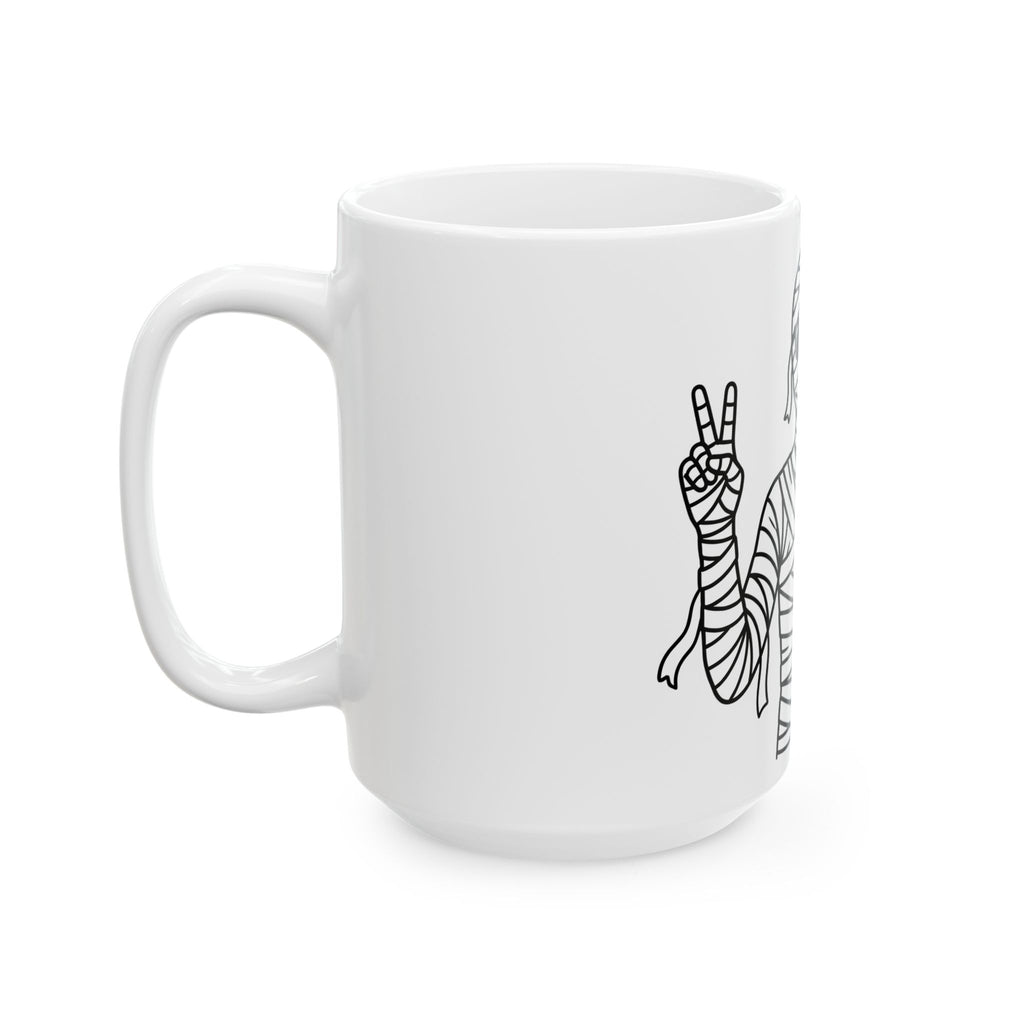Mummy Boombox Halloween Audio Gift Sketch Wrapped Mummy Horror Fan Monster Drawing Old Mug