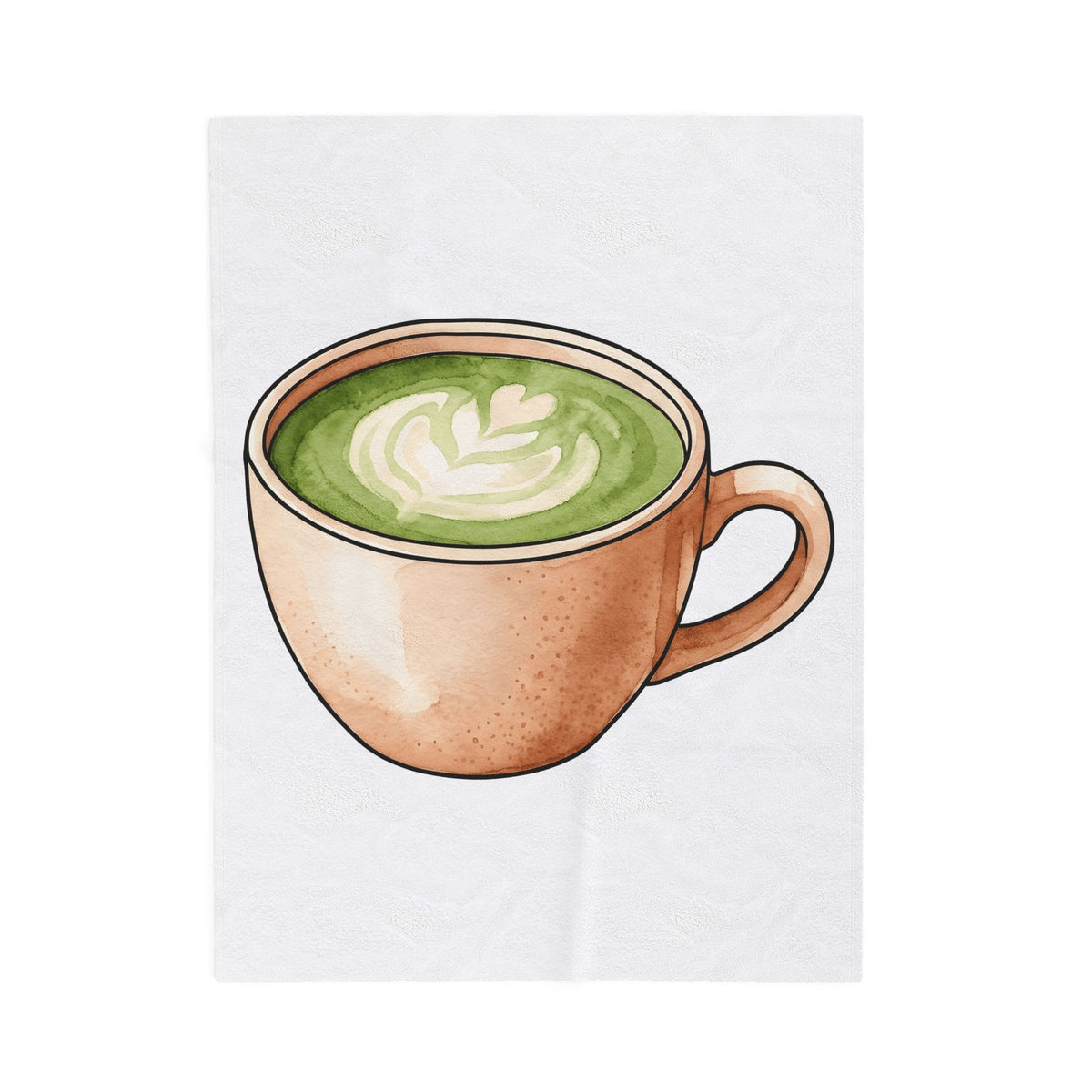 Matcha Tea Blanket Drinks Cuisine Gift Women Hand Painted Blanket Green Tea Blanket Beverage Fan Watercolor Blanket Food Graphic Simple Coffee Art