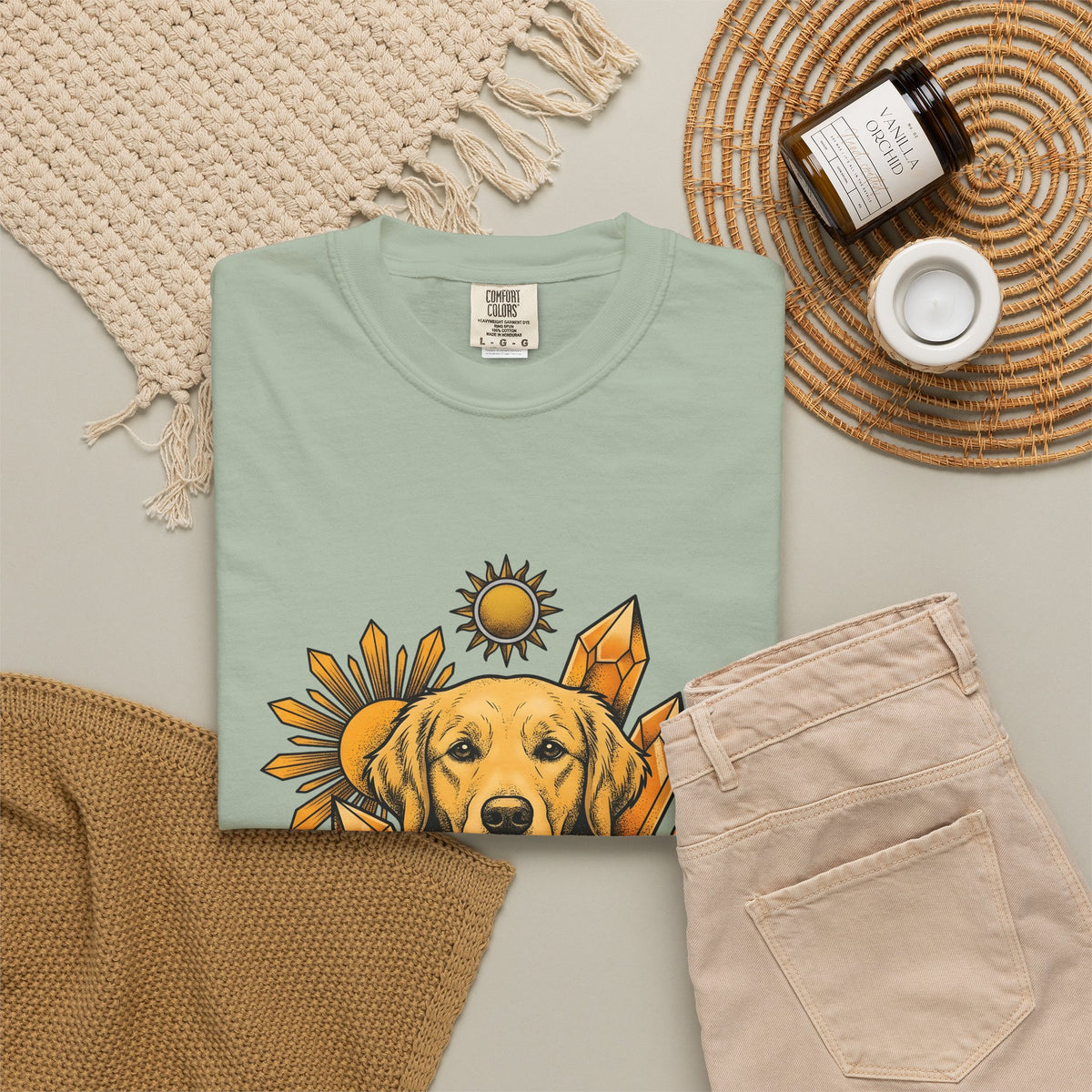 Golden Retriever T-Shirt Dog Sunlight Gift Women Bohemian T-Shirt Retriever T-Shirt Dog Fan Puppy T-Shirt Sunshine Graphic Retro Crystals T-Shirt