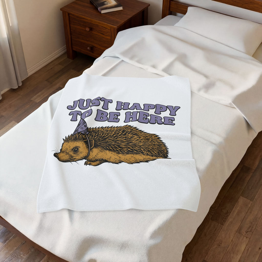Hedgehog Birthday Hat Blanket Funny Pet Gift Women Retro Blanket Porcupine Blanket Humor Fan Vintage Blanket Animal Graphic Sketch Critter Design