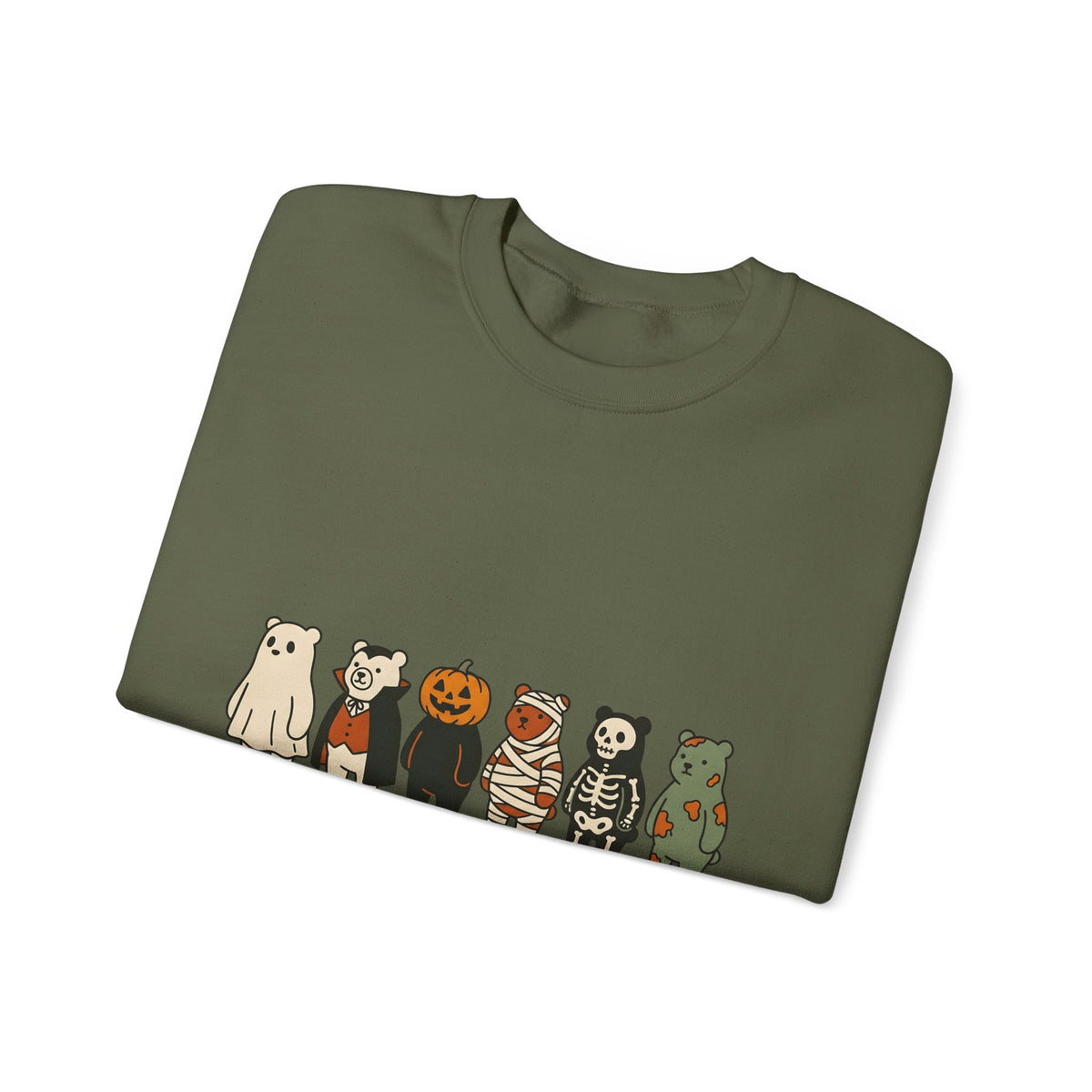 Bear Outfit Sweatshirt Halloween Wildlife Gift Women Comic Sweatshirt Teddy Sweatshirt Halloween Fan Cartoon Sweatshirt Animal Graphic Chibi Jack-O-Lantern