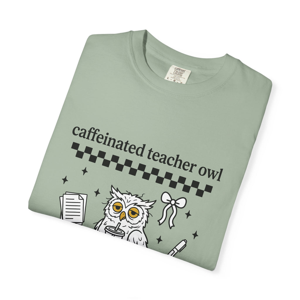 Coffee Owl T-Shirt Teacher Pets Gift Women Kawaii T-Shirt Owl T-Shirt Educator Enthusiast Cute T-Shirt Animal Graphic Hand Drawn Twinkles T-Shirt