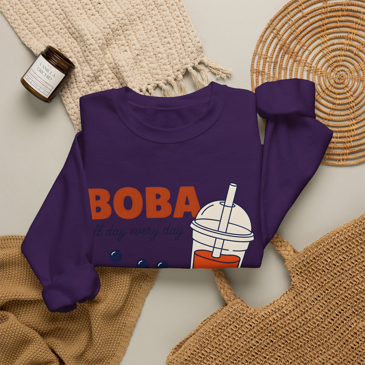 Tapioca Tea Sweatshirt Boba Dessert Gift Women Hand Drawn Sweatshirt Bubble Tea Sweatshirt Boba Fan Hand Drawn Sweatshirt Sweet Graphic Line Art Carp Sweatshirt