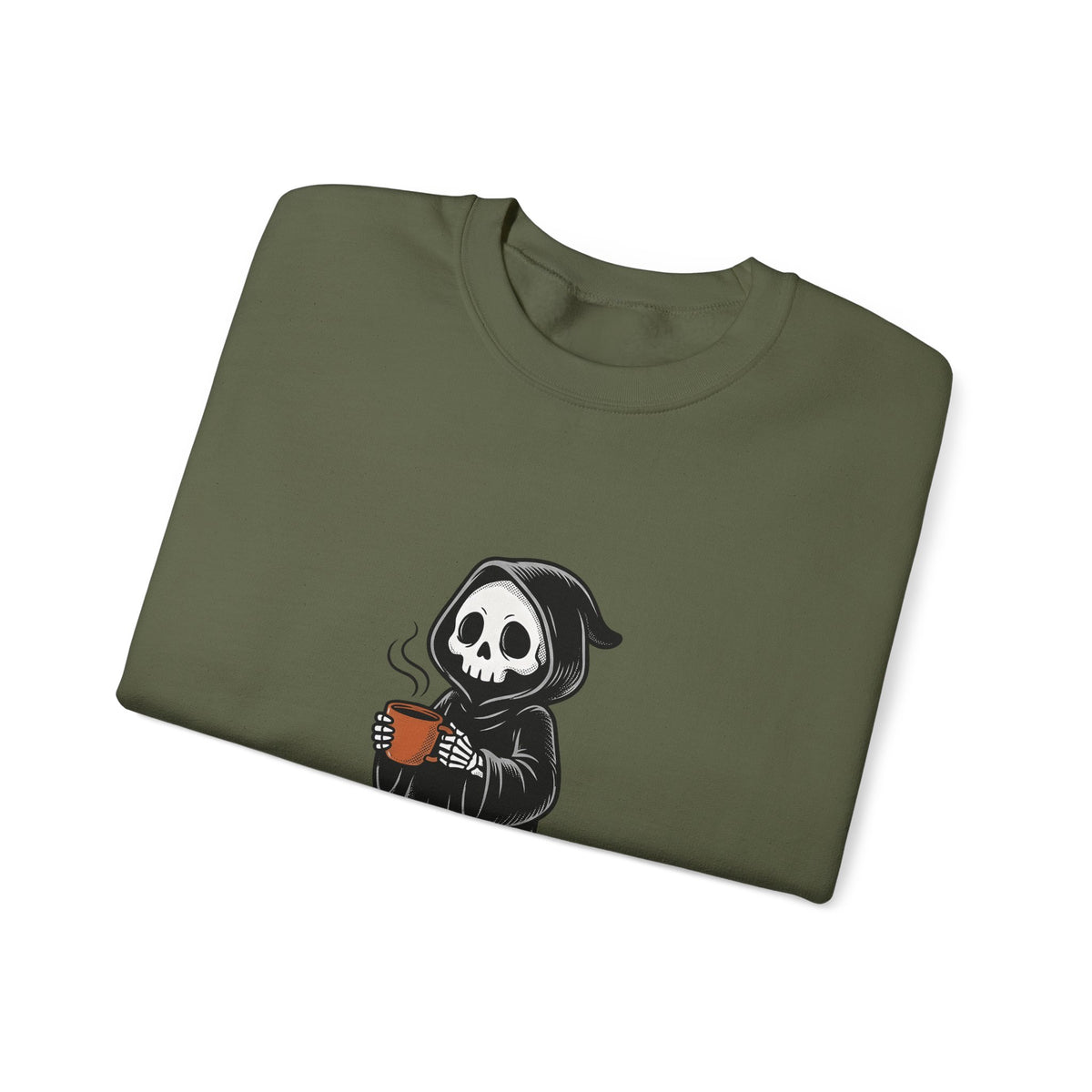 Reaper Skull Sweatshirt Halloween Latte Gift Women Retro Sweatshirt Grim Reaper Sweatshirt Horror Fan Grunge Sweatshirt Coffee Graphic Vintage Sweatshirt Sweatshirt