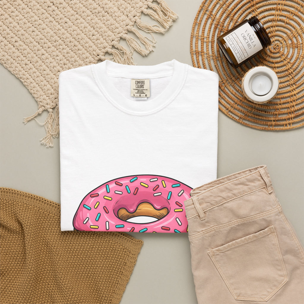 Donut Image T-Shirt Desserts Cuisine Gift Women Comic T-Shirt Doughnut T-Shirt Pastry Fan Cartoon T-Shirt Food Graphic Modern Nonpareils T-Shirt