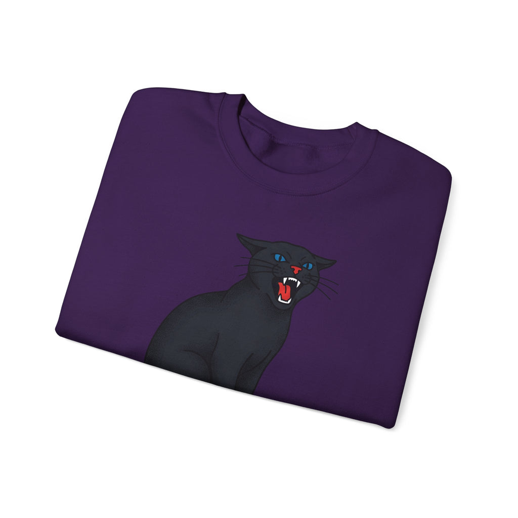 Black Cat Sweatshirt Cat Humor Gift Women Bold Graphic Sweatshirt Cat Sweatshirt Cat Fan Graphic Sweatshirt Funny Graphic Retro Fangs Sweatshirt
