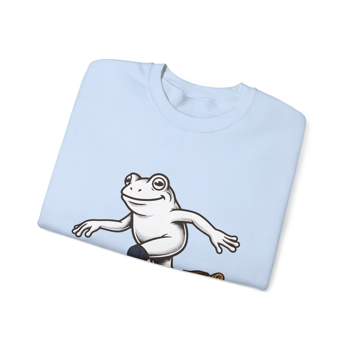 Skating Frog Sweatshirt Sports Wildlife Gift Women Comic Sweatshirt Toad Sweatshirt Athlete Fan Cartoon Sweatshirt Animal Graphic Vintage Pads Sweatshirt