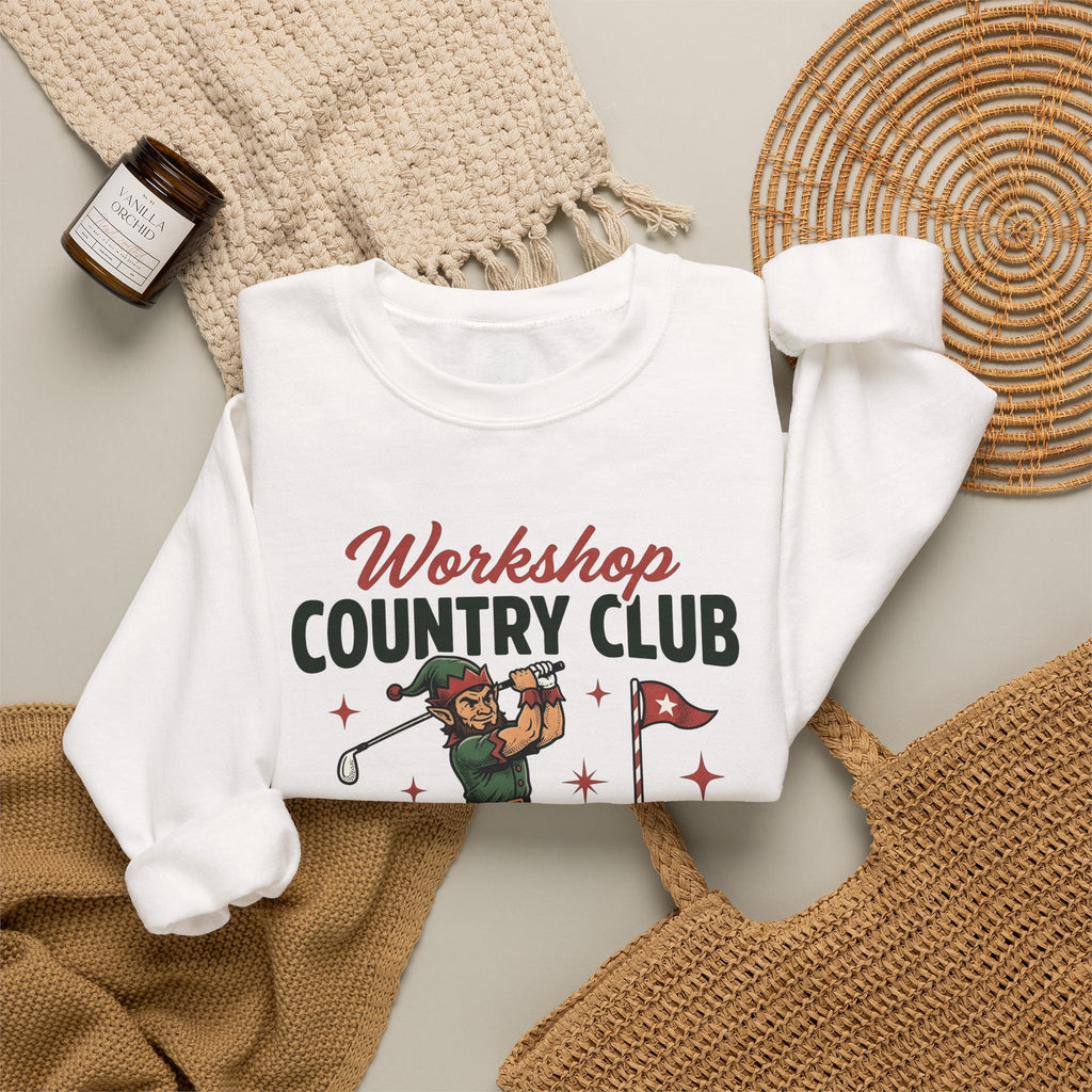 Festive Elf Golf Sweatshirt Christmas Workout Gift Women Sketch Sweatshirt Elf Golfing Sweatshirt Christmas Fan Fitness Graphic Classic Golf Post Sweatshirt