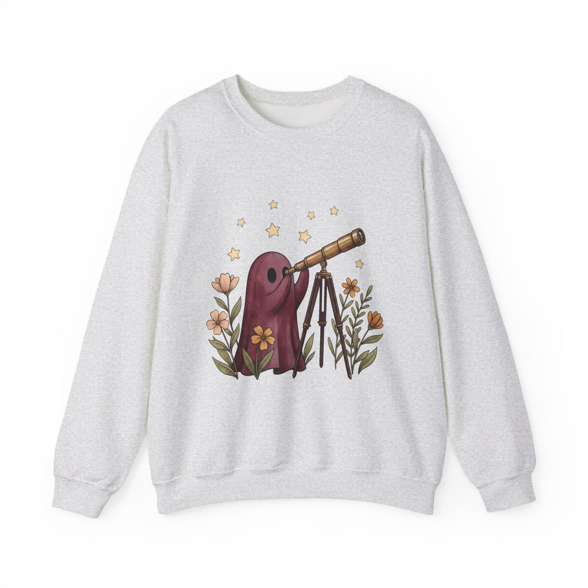 Ghost Telescope Sweatshirt Boho Chic Celestial Gift Women Whimsical Sweatshirt Spyglass Sweatshirt Bohemian Fan Fantasy Sweatshirt Galaxy Graphic Vintage