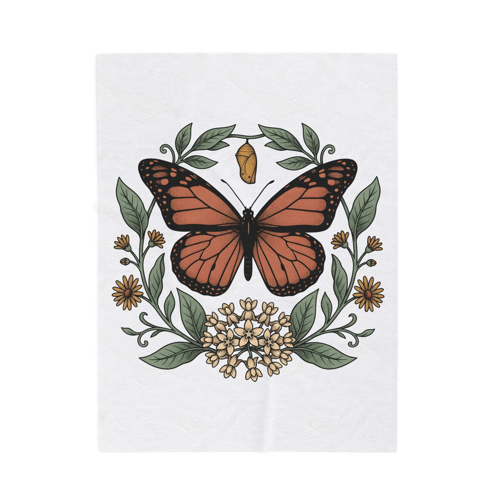 Monarch Moth Butterfly Outdoors Gift Floral Moth Butterfly Fan Botanical Nature Retro Meadow Blanket