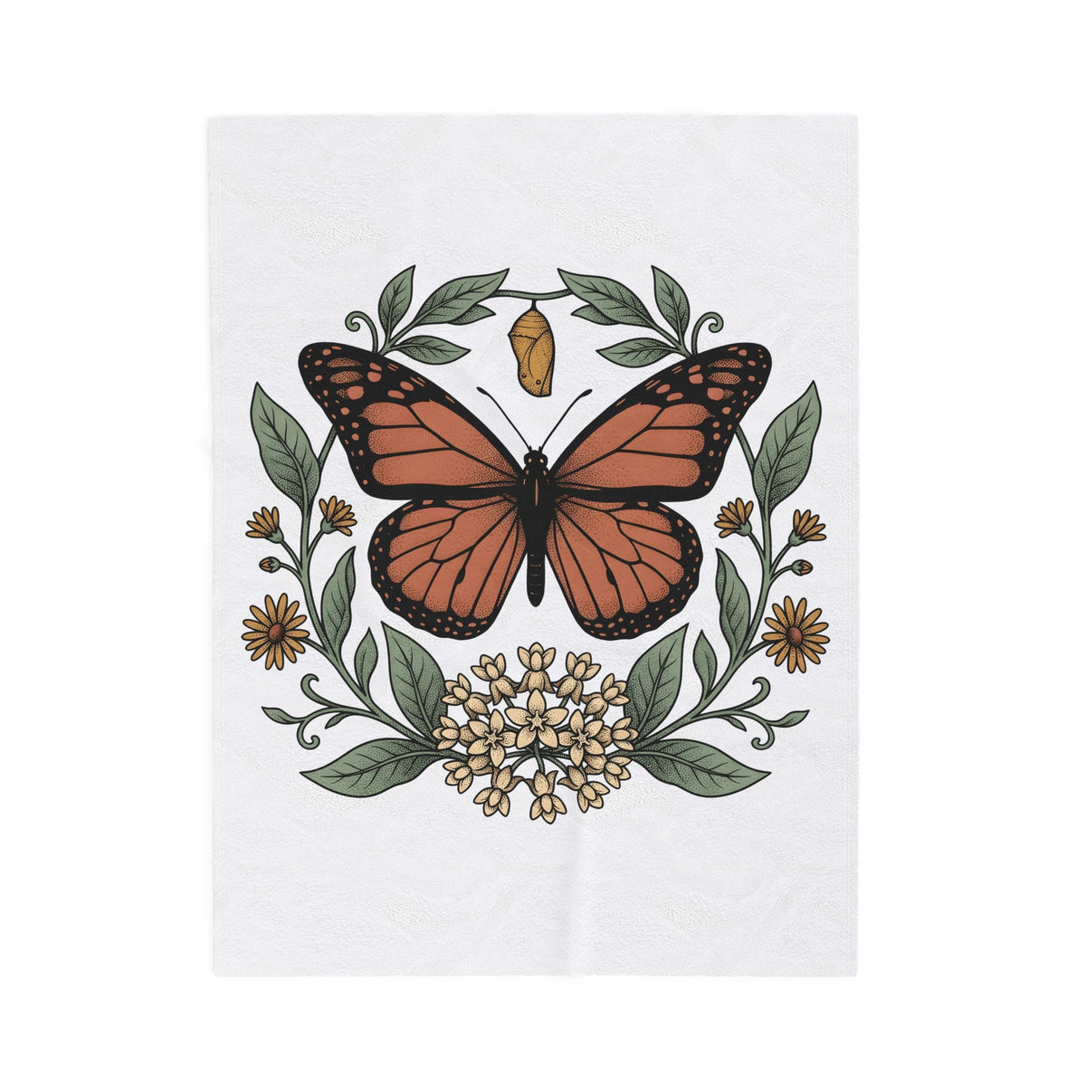 Monarch Moth Butterfly Outdoors Gift Floral Moth Butterfly Fan Botanical Nature Retro Meadow Blanket