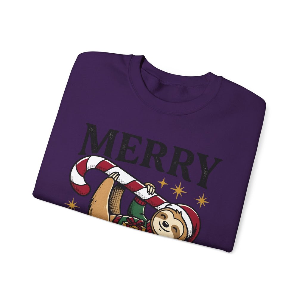 Sloth Festive Cane Sweatshirt Christmas Critter Gift Women Doodle Sweatshirt Sloth Sweatshirt Xmas Fan Hand Drawn Sweatshirt Creature Graphic Nostalgic Box