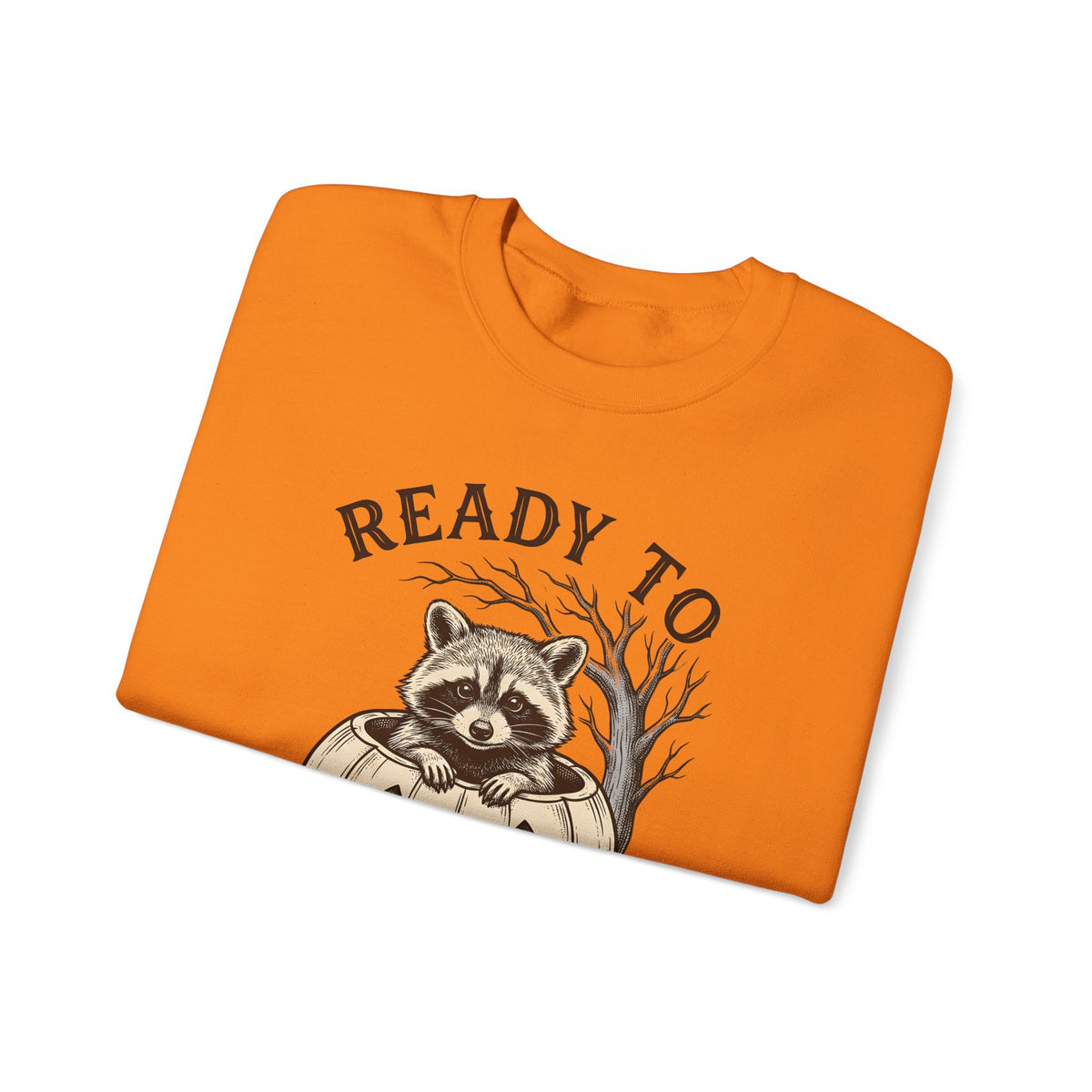 Raccoon Pumpkin Sweatshirt Halloween Animal Gift Women Vintage Sweatshirt Gourd Sweatshirt Halloween Fan Retro Sweatshirt Wildlife Graphic Hand Drawn Spooky