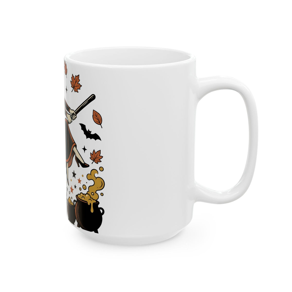 Witch Broomstick Mug Halloween Spellcraft Gift Women Hand Drawn Mug Broomstick Mug Horror Fan Hand Drawn Mug Magical Graphic Old
