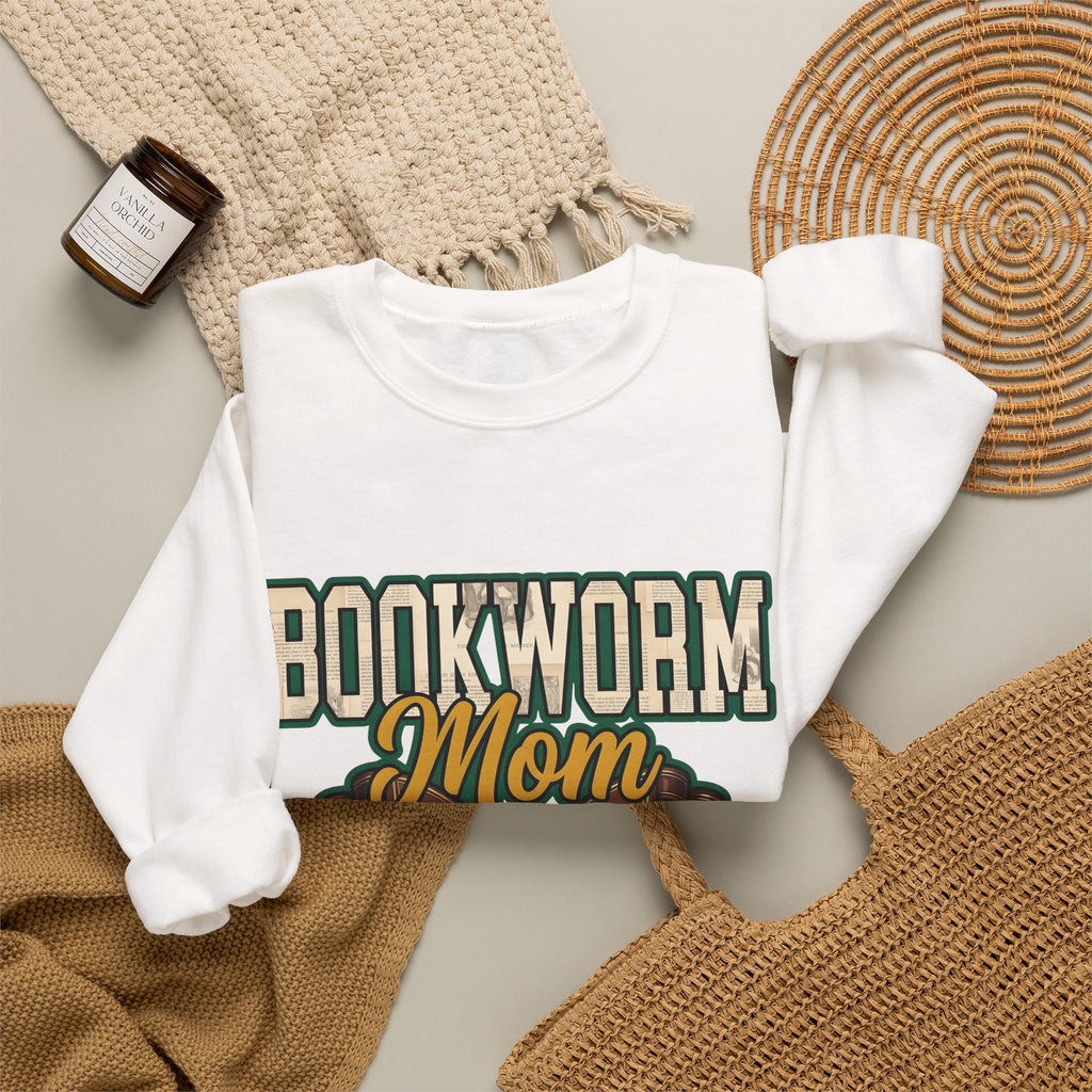 Book Bow Sweatshirt Moms Reading Gift Women Bold Graphic Sweatshirt Bookmark Sweatshirt Mother Fan Graphic Design Book Illustration Retro Stacked Books