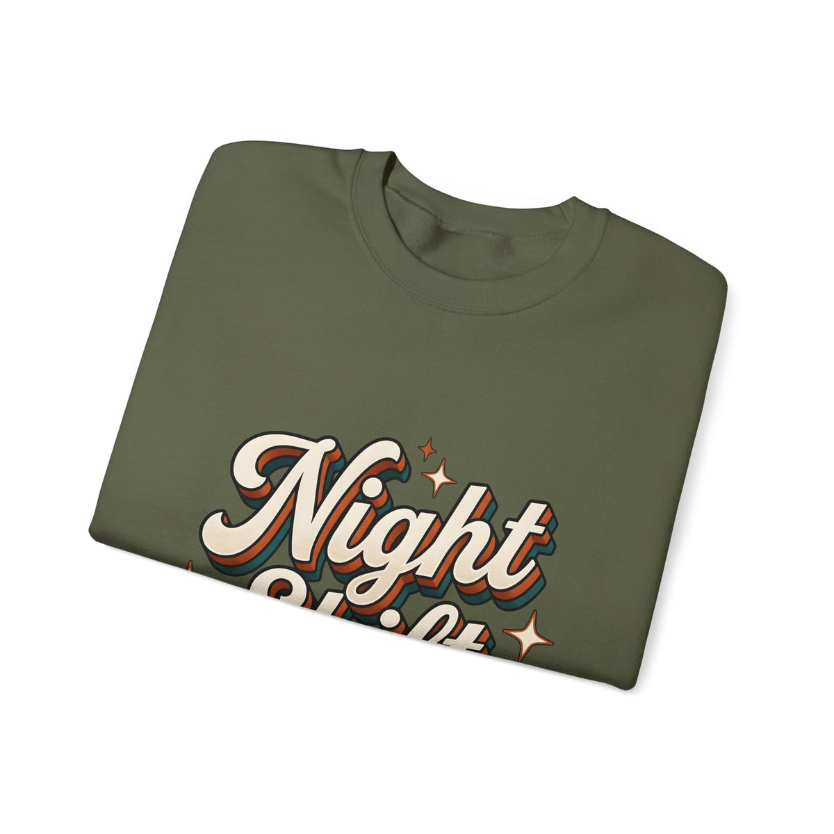 Night Shift Text Sweatshirt Nurses Work Gift Women Retro Sweatshirt Nightshift Sweatshirt Nurse Enthusiast Retrostyle Sweatshirt Job Graphic Vintage Stars