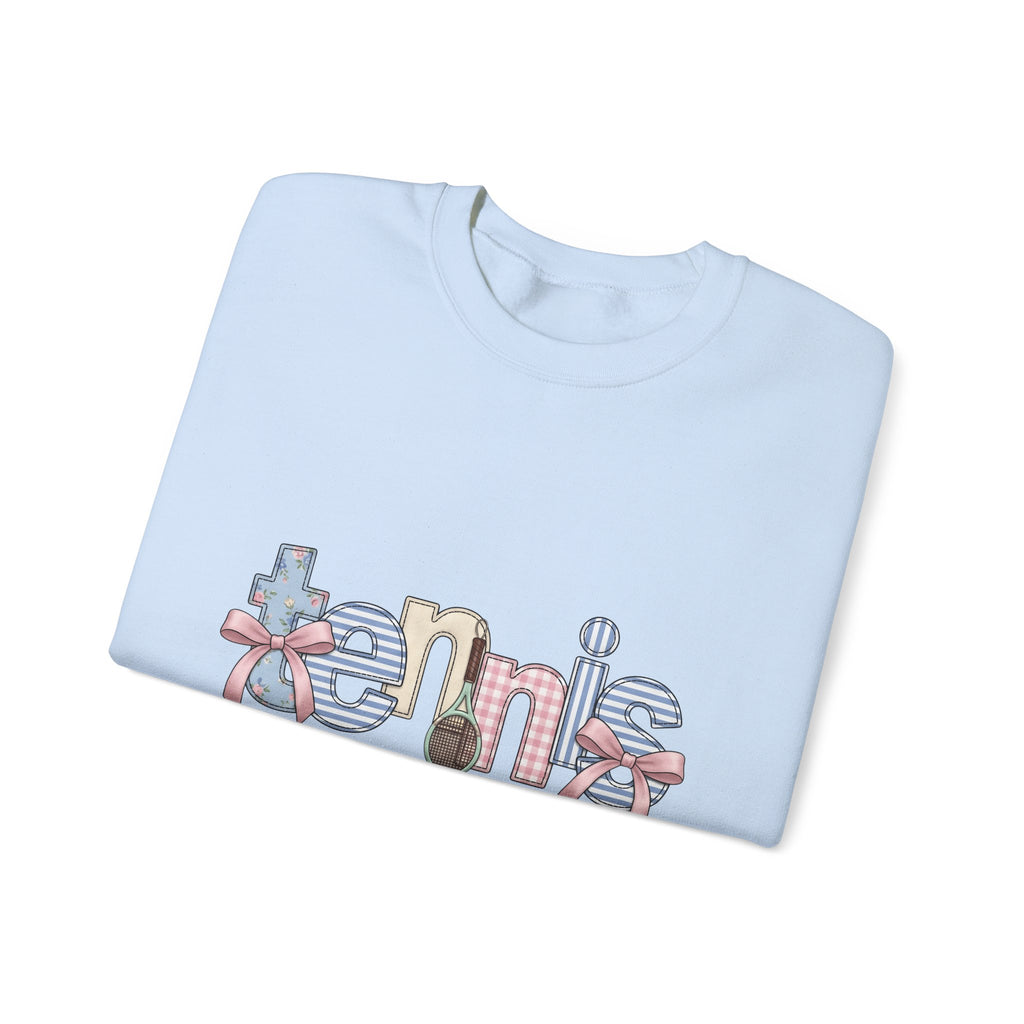 Tennis Racket Sweatshirt Tennis Mom Sports Gift Women Cute Sweatshirt Racquet Sweatshirt Tennis Enthusiast Kawaii Sweatshirt Athletic Graphic Retro Pink Bow