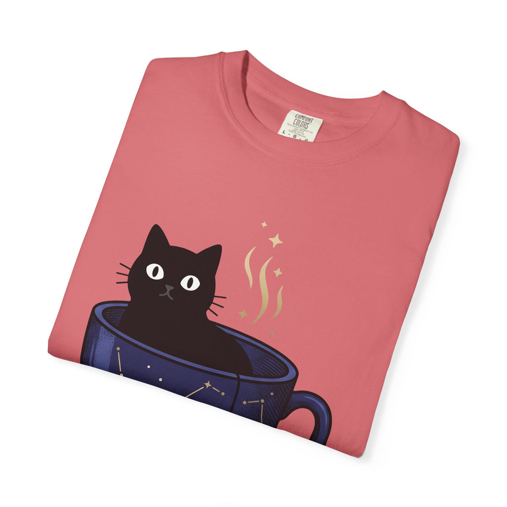 Black Feline Tea Cup T-Shirt Cat Gift Women Signs Gift Women Cute T-Shirt Cat T-Shirt T-Shirt Cat Fan Kitty T-Shirt Adorable T-Shirt Zodiac Graphic T-Shirt