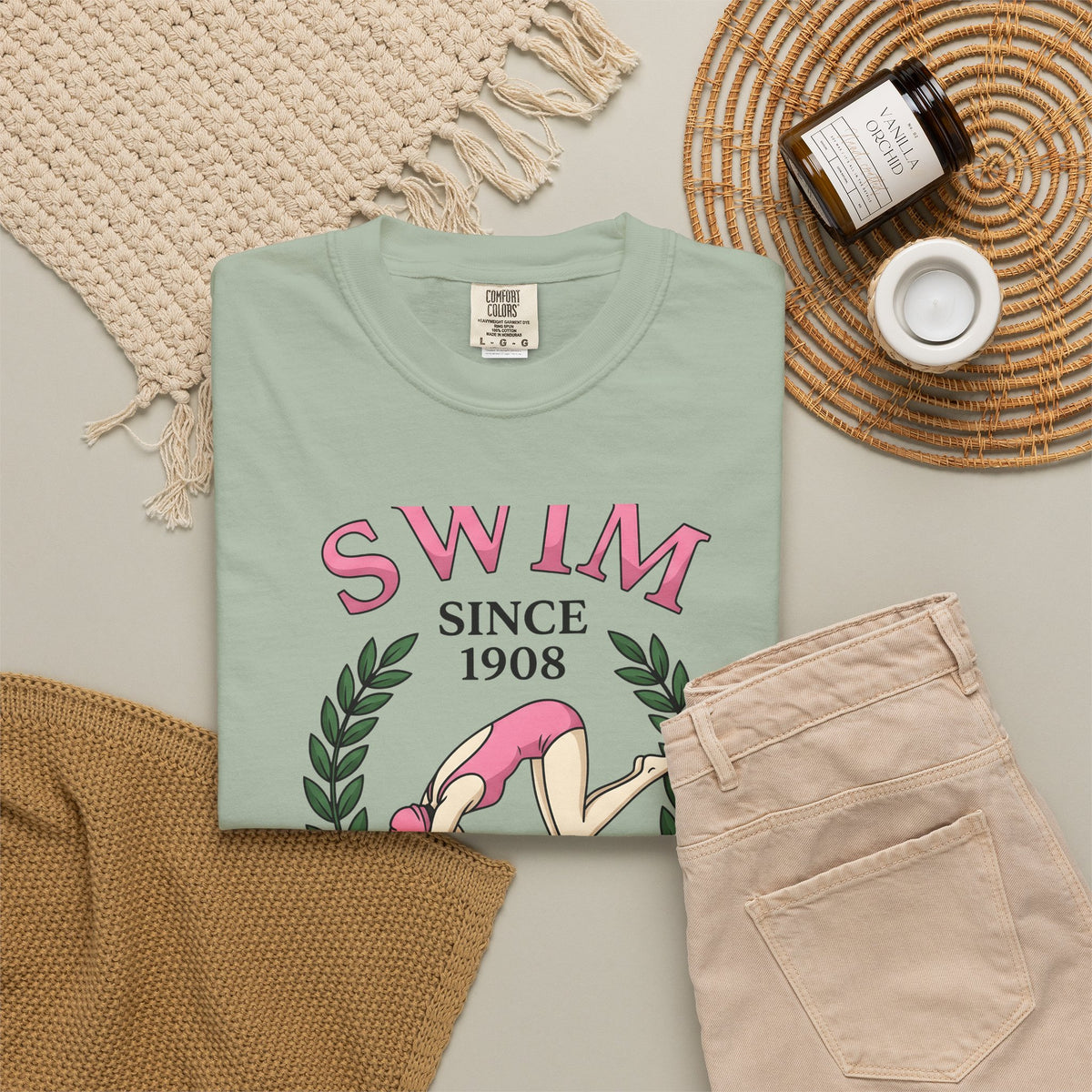 Swim Graphic T-Shirt Swimming Exercise Gift Women Antique T-Shirt Swimwear T-Shirt Aquatic Enthusiast Vintage T-Shirt Fitness Graphic Old School