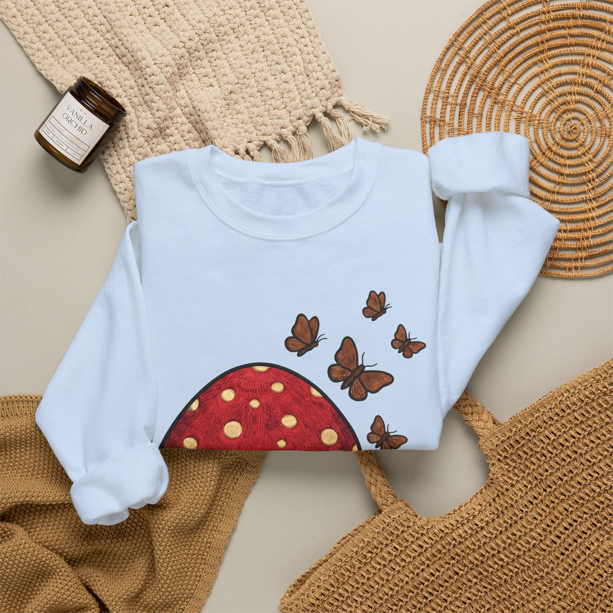 Shroom Sweatshirt Boho Chic Environment Gift Women Applique Sweatshirt Mushroom Sweatshirt Hippie Fan Embroidered Sweatshirt Eco Graphic Old-Fashioned
