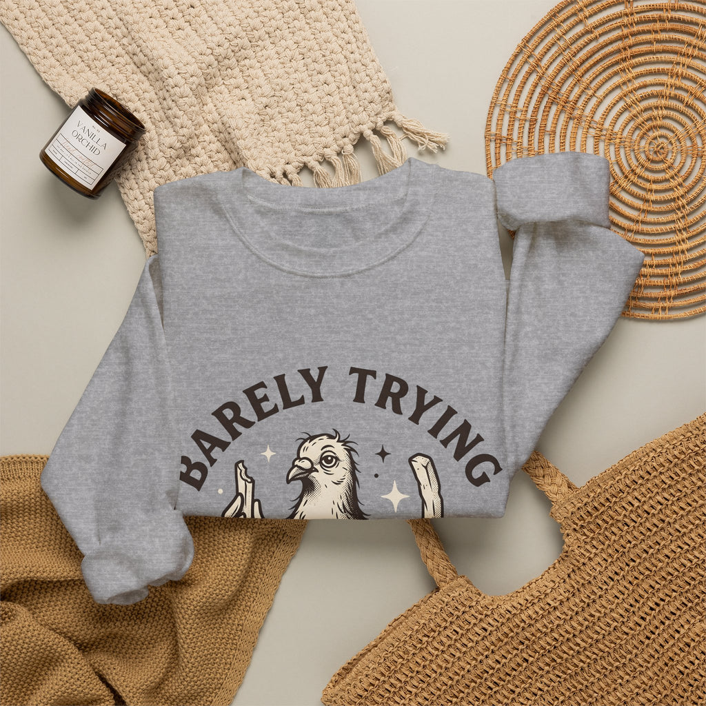 Bird Fries Animal Comedy Gift Antique Fried Chicken Pet Fan Vintage Humor Doodle Twinkles Sweatshirt