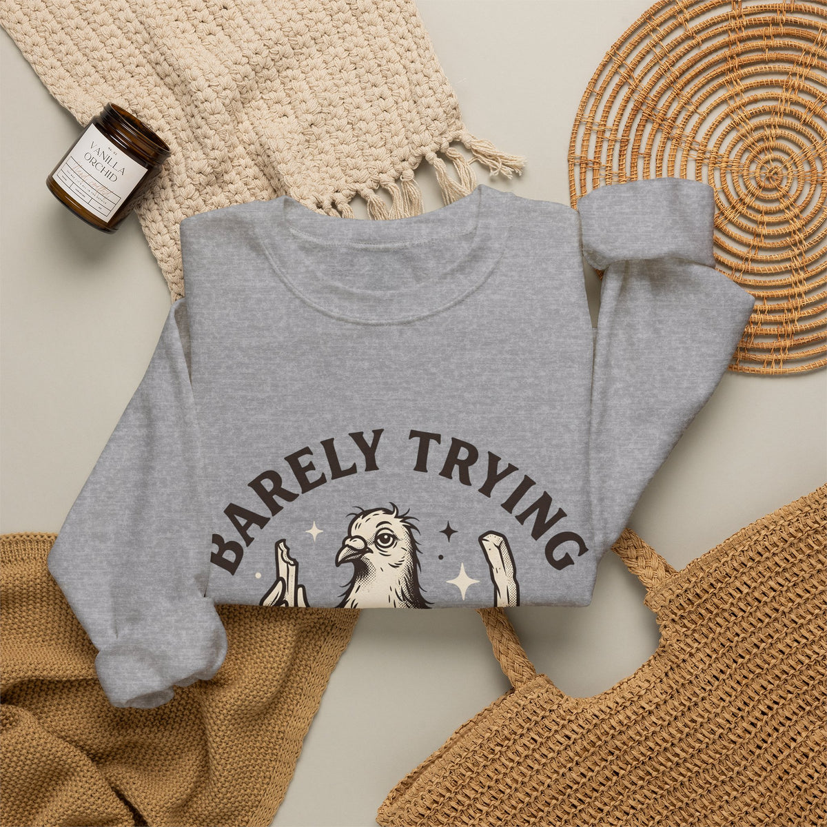 Bird Fries Animal Comedy Gift Antique Fried Chicken Pet Fan Vintage Humor Doodle Twinkles Sweatshirt