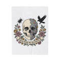 Bone Flower Halloween Occult Gift Neo Traditional Skeleton Horror Fan Tattoo Mystic Hand Drawn Blanket