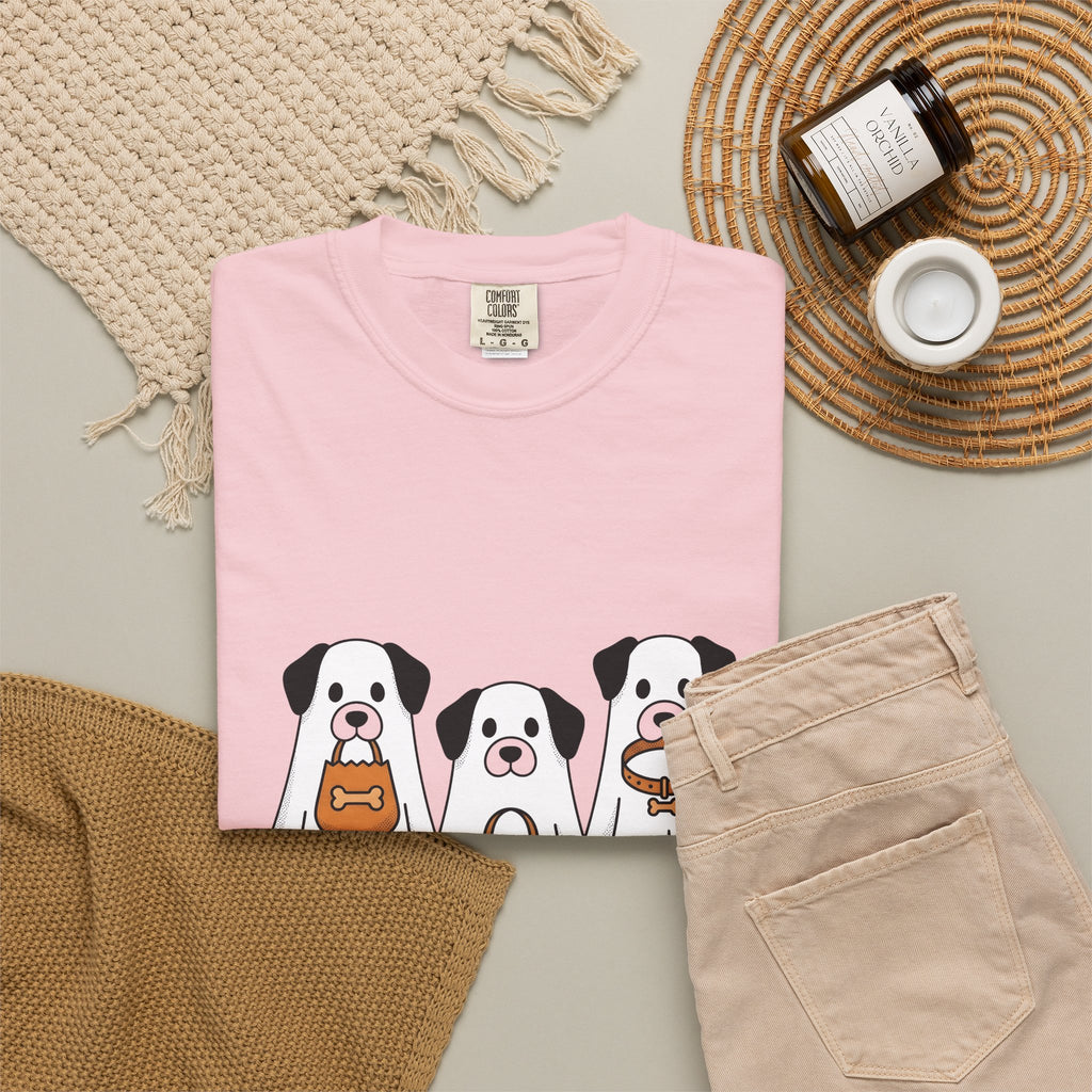 Phantom Puppies Halloween Pet Owner Gift Comic Ghost Dogs Spooky Fan Cartoon Dog Mom T-Shirt