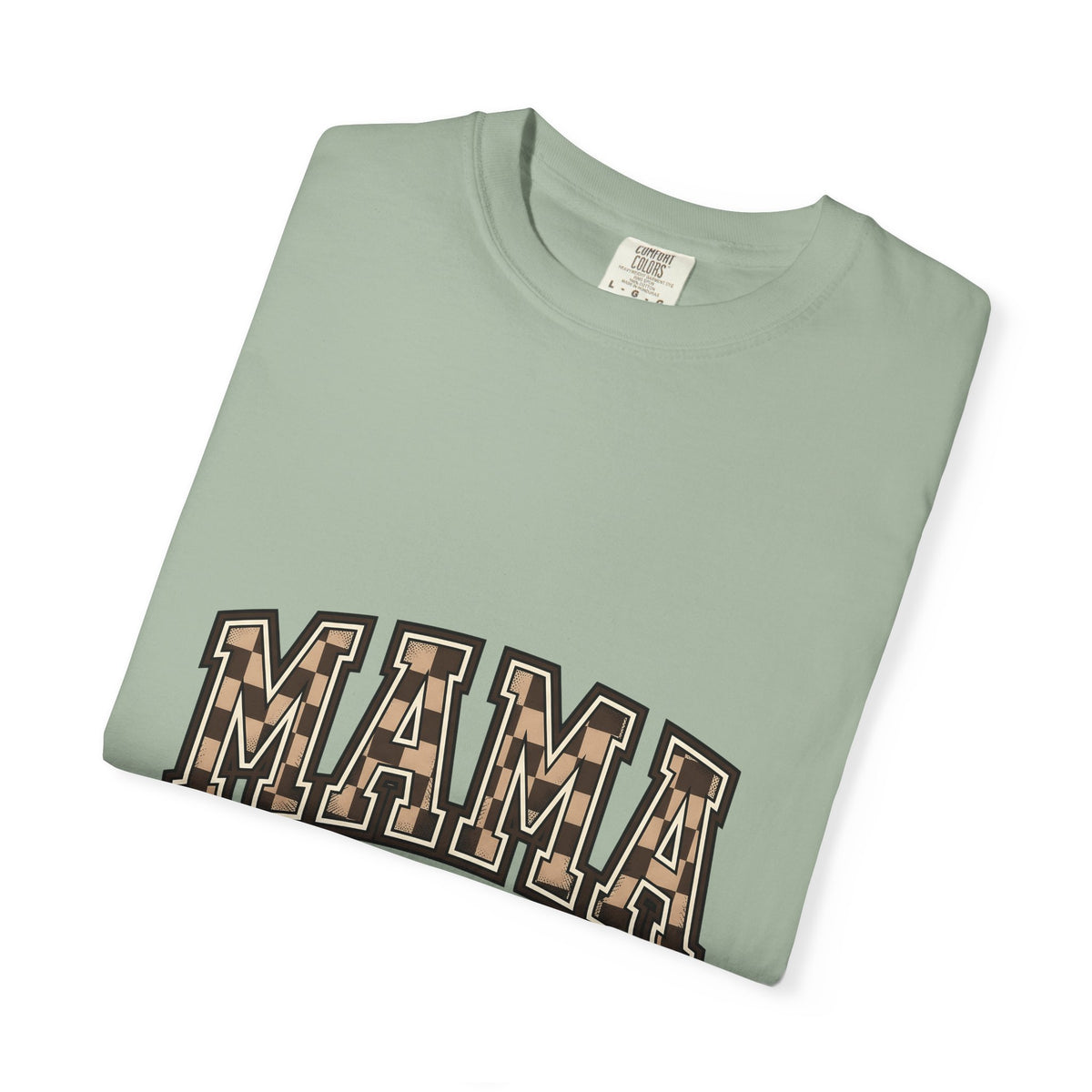 Checkered Varsity Letters T-Shirt Mama Baby Gift Women Powerful T-Shirt Varsity Jacket T-Shirt Mom Fan Bold T-Shirt Infant Graphic Old School Grid