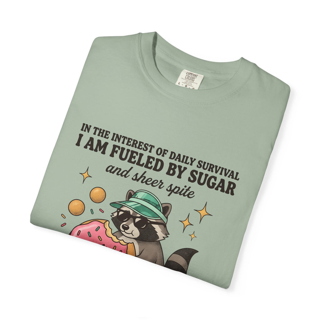 Raccoon Pastry T-Shirt Desserts Wildlife Gift Women Comic T-Shirt Pastry Chef T-Shirt Sweets Fan Cartoon T-Shirt Animal Graphic Vintage Candy Dots