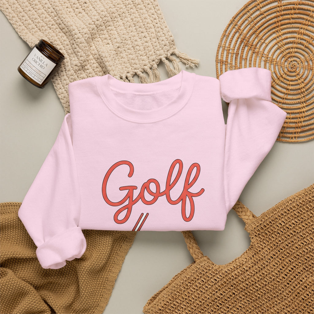 Golf Athlete Sweatshirt Golf Pastime Gift Women Simple Design Sweatshirt Golfer Sweatshirt Golfing Enthusiast Minimalist Sweatshirt Leisure Graphic Outline