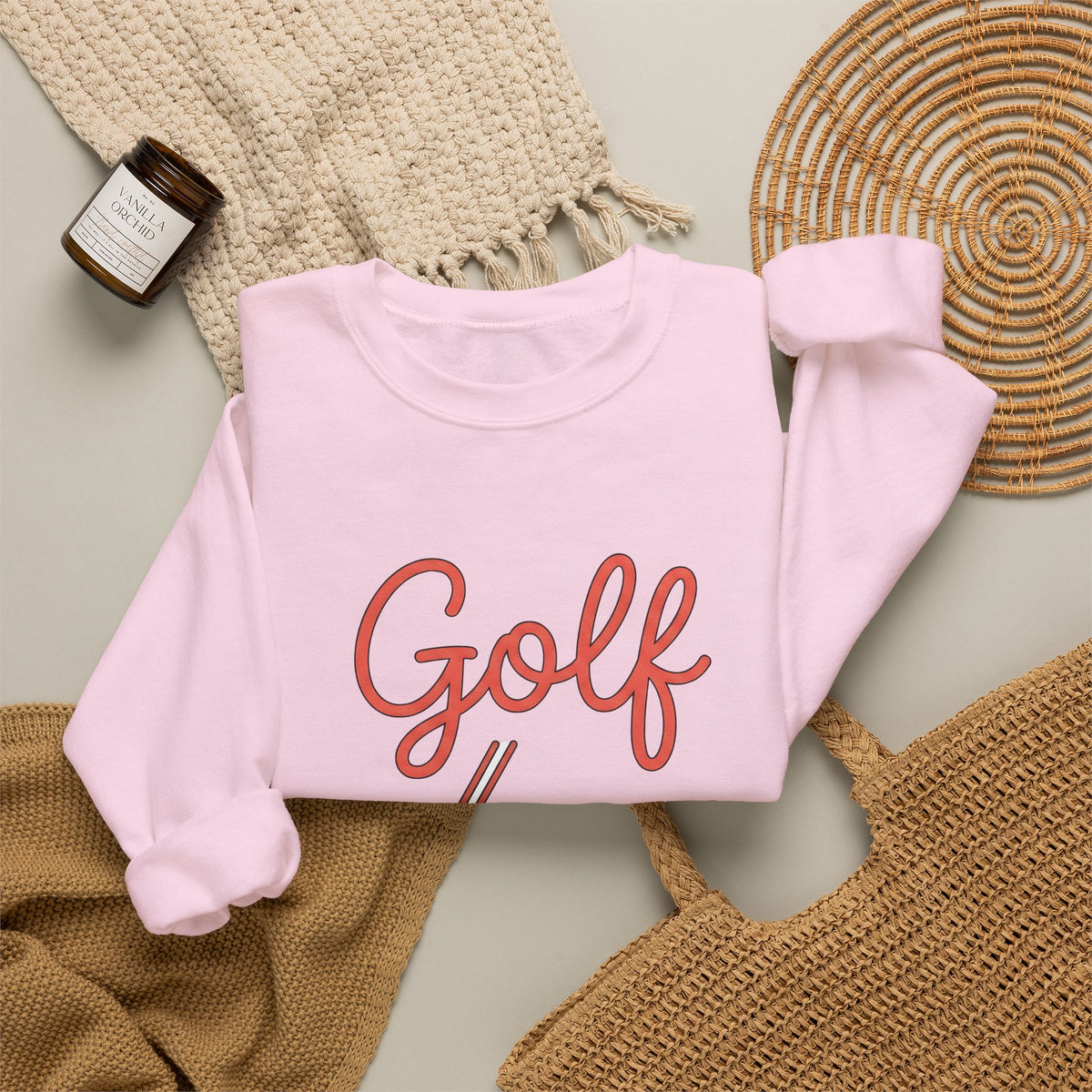 Golf Athlete Sweatshirt Golf Pastime Gift Women Simple Design Sweatshirt Golfer Sweatshirt Golfing Enthusiast Minimalist Sweatshirt Leisure Graphic Outline