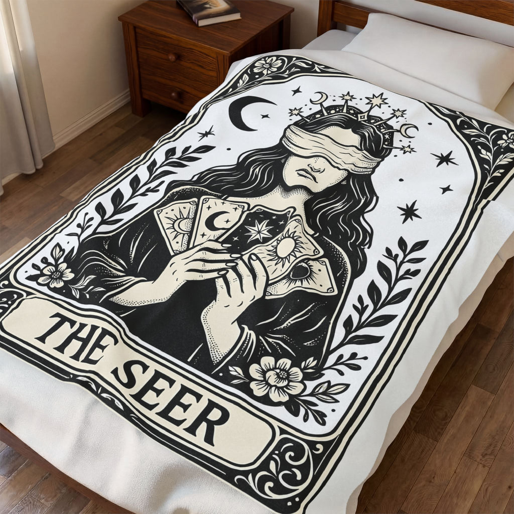 Tarot Card Reader Blanket Boho Chic Spiritual Gift Women Mystical Blanket Fortune Teller Blanket Bohemian Enthusiast Esoteric Graphic Spiritual