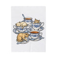 Cat Teacup Blanket Cat Beverage Gift Women Retro Blanket Kitty Blanket Cat Fan Vintage Blanket Coffee Graphic Sketch Flower Design Blanket