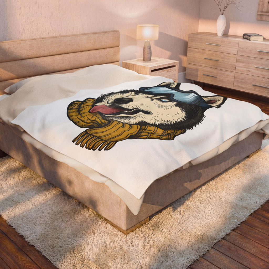 Husky Wolf Blanket Dog Snow Gift Women Line Art Blanket Wolfdog Blanket Dog Fan Siberian Graphic Blanket Hand Drawn Neckerchief Blanket