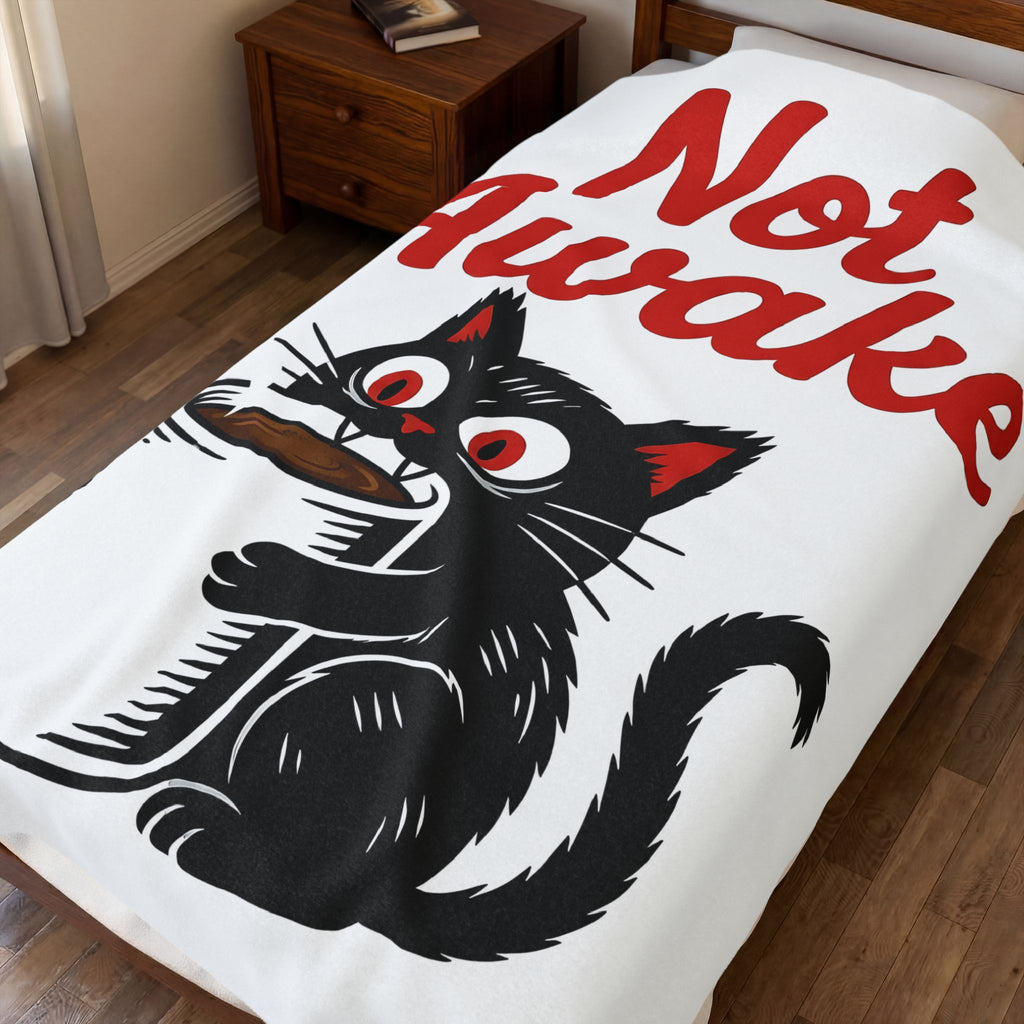 Black Cat Coffee Cat Coffee Gift Cartoon Coffee Cat Fan Comic Caffeine Retro Coffee Blanket