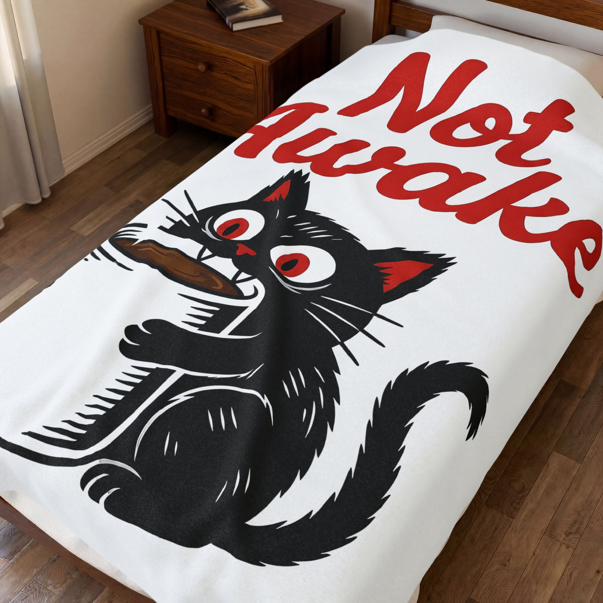 Black Cat Coffee Cat Coffee Gift Cartoon Coffee Cat Fan Comic Caffeine Retro Coffee Blanket