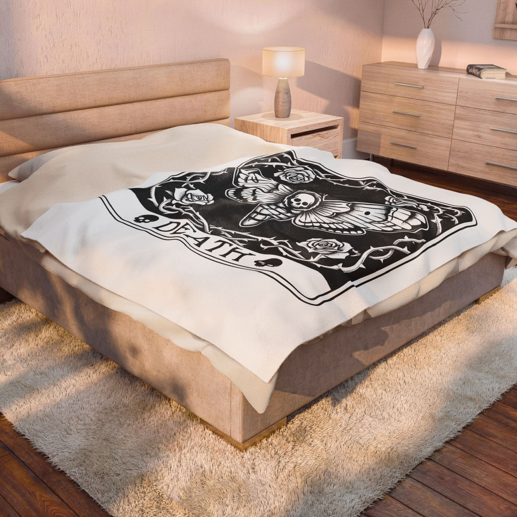 Skull Butterfly Blanket Gothic Magic Gift Women Traditional Tattoo Blanket Sugar Skull Blanket Darkwave Fan Tattooed Blanket Mystic Graphic Horror