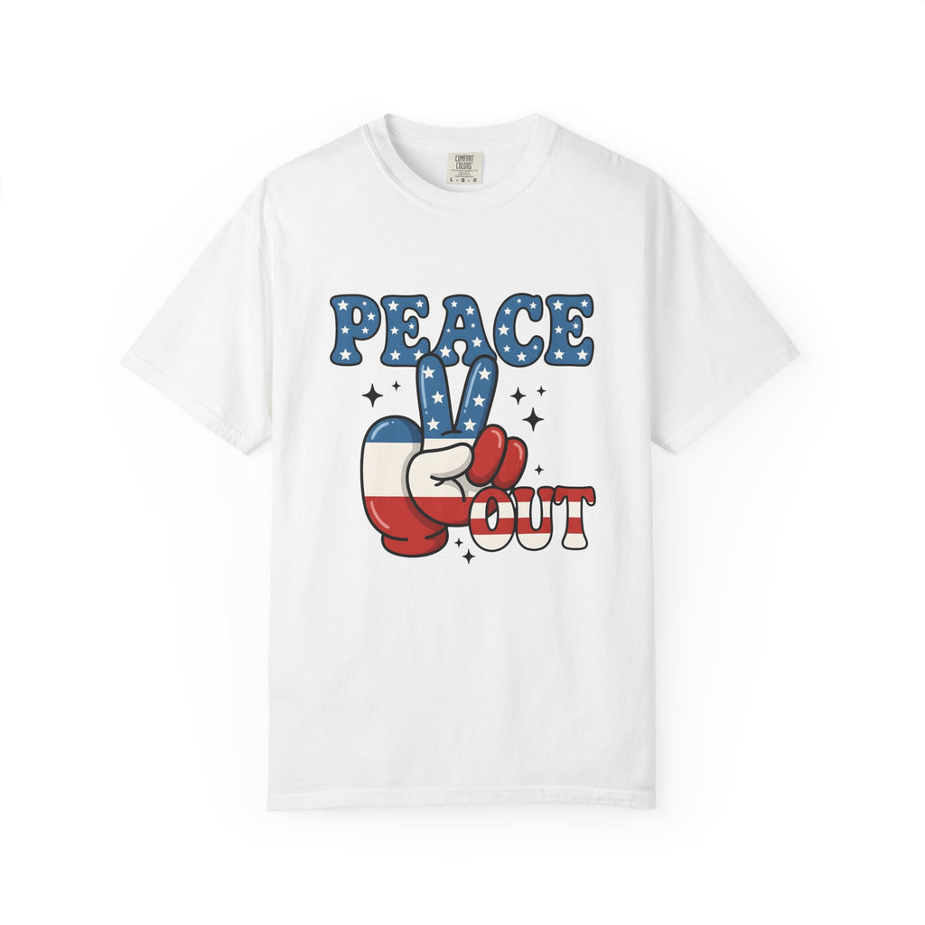 Peace Gesture T-Shirt America/4th Of July Celebration Gift Women Sketch T-Shirt Peace Sign T-Shirt Patriot Fan Hand Drawn T-Shirt Party Graphic