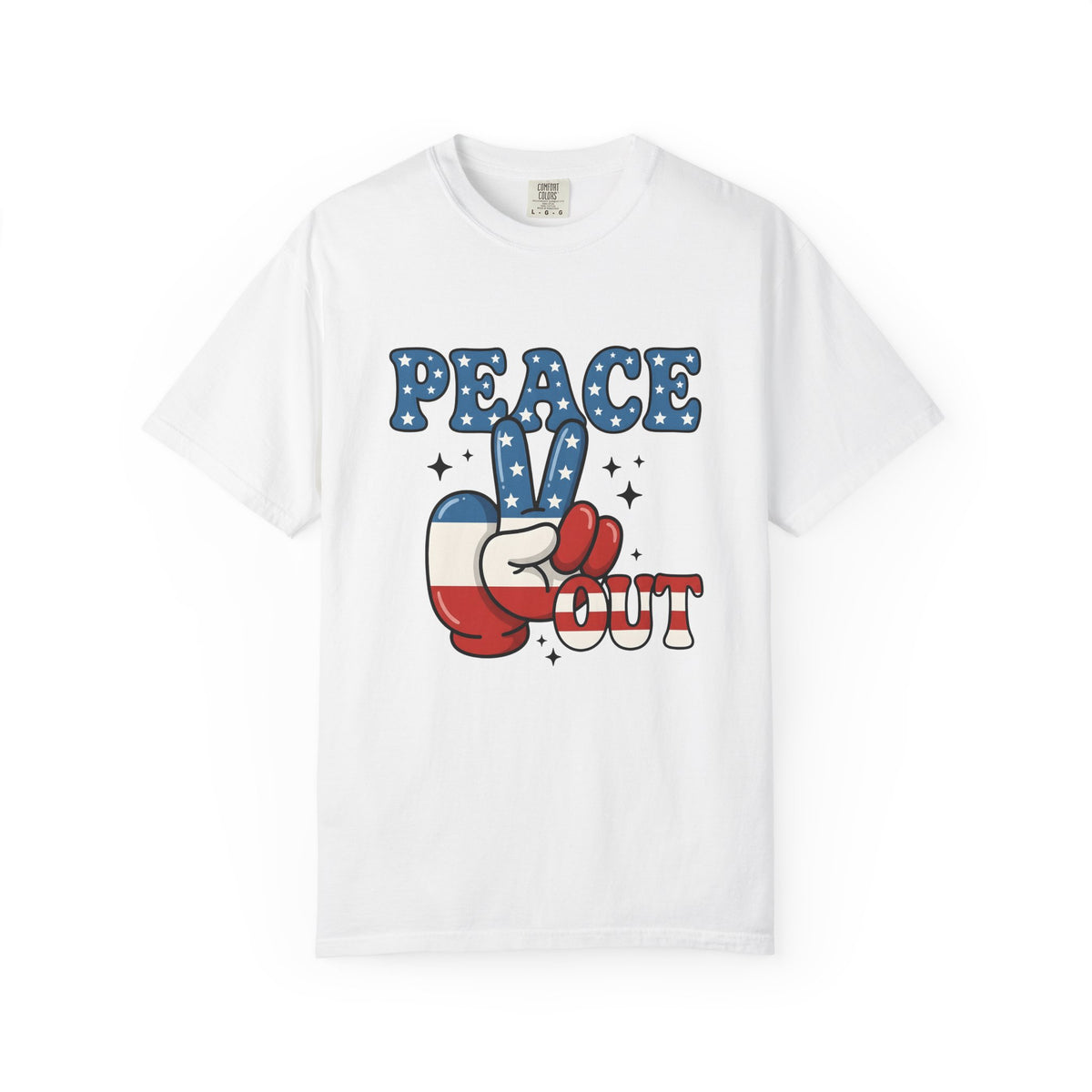 Peace Gesture T-Shirt America/4th Of July Celebration Gift Women Sketch T-Shirt Peace Sign T-Shirt Patriot Fan Hand Drawn T-Shirt Party Graphic