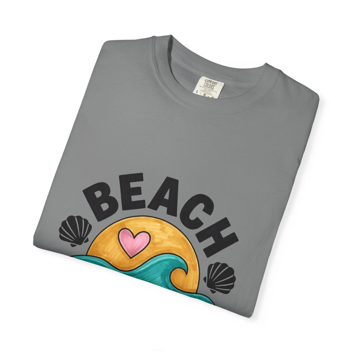 Sun Surf Heart T-Shirt Moms Coast Gift Women Flat Design T-Shirt Summer T-Shirt Mom Fan Minimalist T-Shirt Coastal Graphic Classic Clam T-Shirt